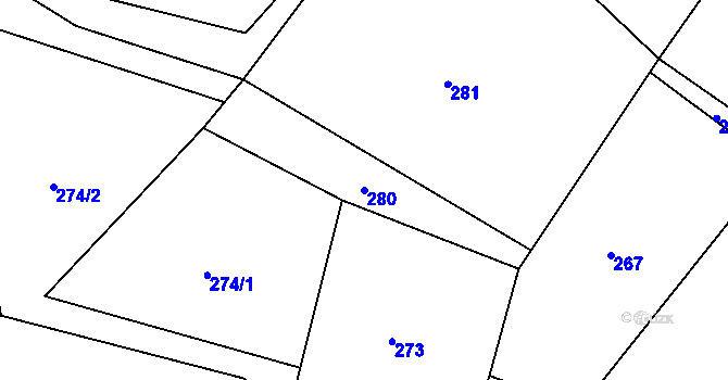Parcela st. 280 v KÚ Domoraz, Katastrální mapa