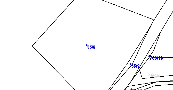 Parcela st. 55/8 v KÚ Domoraz, Katastrální mapa