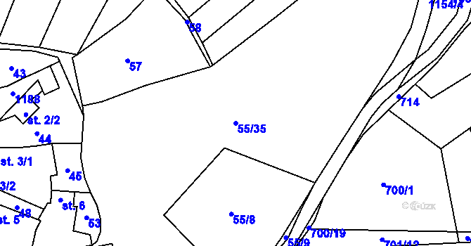Parcela st. 55/35 v KÚ Domoraz, Katastrální mapa
