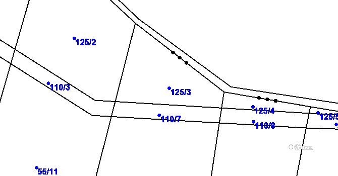 Parcela st. 125/3 v KÚ Domoraz, Katastrální mapa
