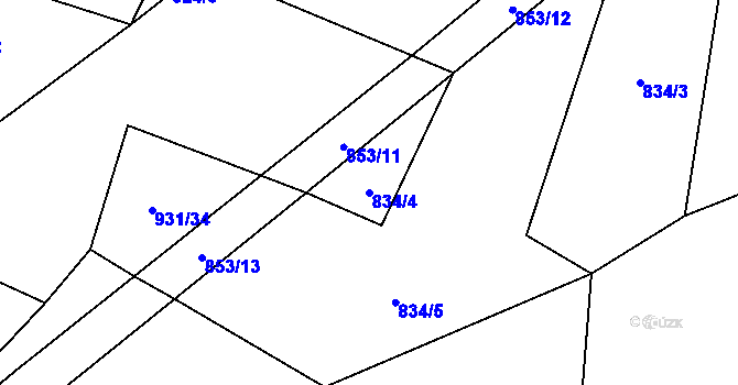 Parcela st. 834/4 v KÚ Domoraz, Katastrální mapa