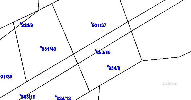 Parcela st. 853/16 v KÚ Domoraz, Katastrální mapa
