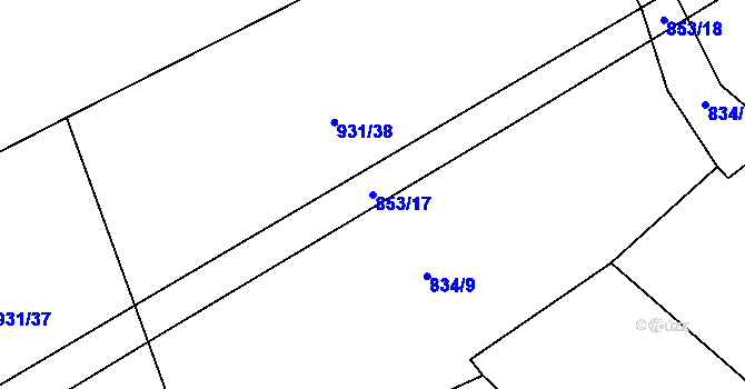 Parcela st. 853/17 v KÚ Domoraz, Katastrální mapa