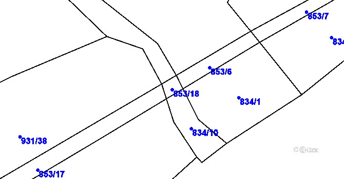 Parcela st. 853/18 v KÚ Domoraz, Katastrální mapa