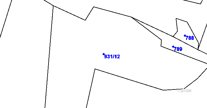 Parcela st. 931/12 v KÚ Domoraz, Katastrální mapa