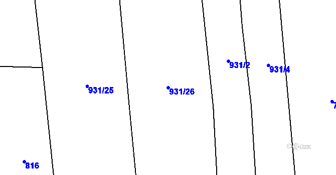 Parcela st. 931/26 v KÚ Domoraz, Katastrální mapa