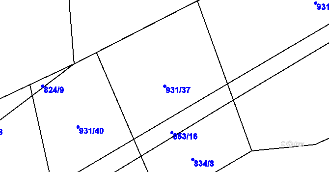 Parcela st. 931/37 v KÚ Domoraz, Katastrální mapa