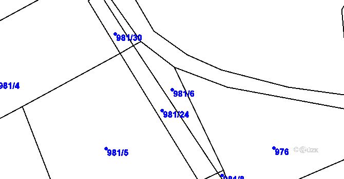 Parcela st. 981/6 v KÚ Domoraz, Katastrální mapa