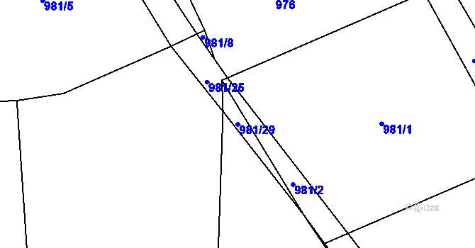 Parcela st. 981/29 v KÚ Domoraz, Katastrální mapa