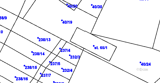 Parcela st. 65/2 v KÚ Domoslavice, Katastrální mapa