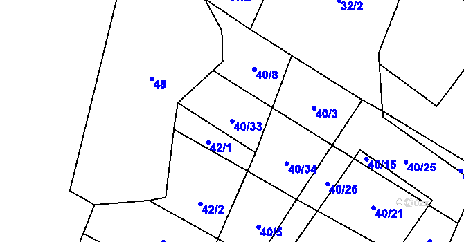 Parcela st. 40/33 v KÚ Domoslavice, Katastrální mapa