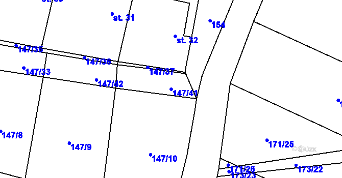 Parcela st. 147/41 v KÚ Domoslavice, Katastrální mapa