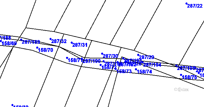 Parcela st. 287/30 v KÚ Domoslavice, Katastrální mapa