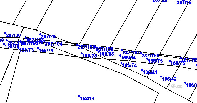 Parcela st. 166/65 v KÚ Domoslavice, Katastrální mapa
