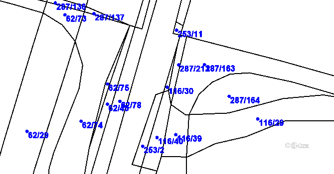 Parcela st. 116/30 v KÚ Domoslavice, Katastrální mapa
