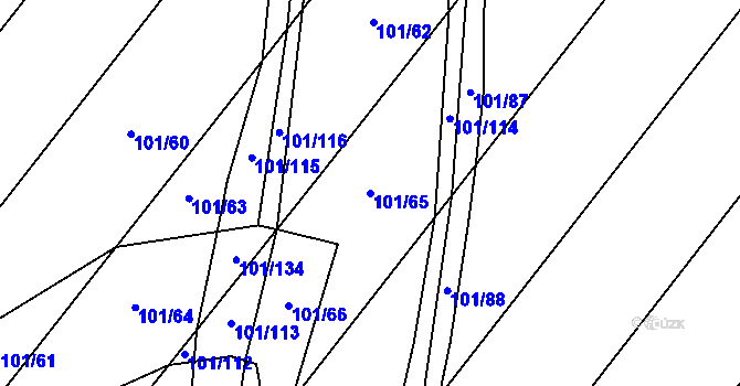 Parcela st. 101/65 v KÚ Domoslavice, Katastrální mapa
