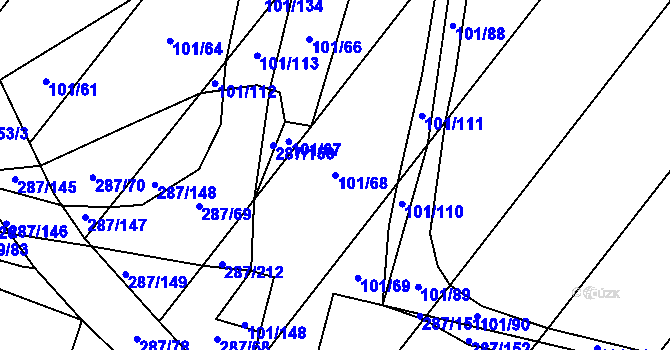 Parcela st. 101/68 v KÚ Domoslavice, Katastrální mapa