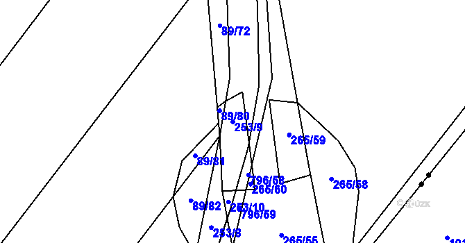 Parcela st. 253/9 v KÚ Domoslavice, Katastrální mapa