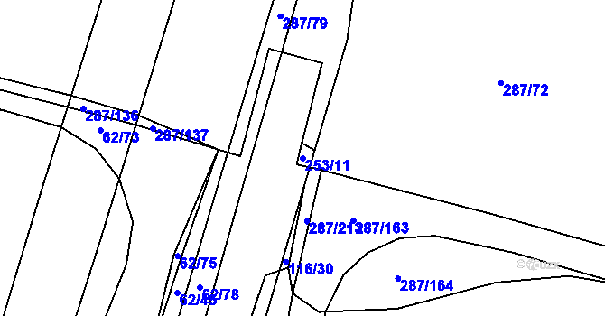 Parcela st. 253/11 v KÚ Domoslavice, Katastrální mapa
