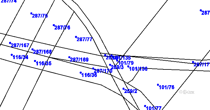 Parcela st. 259/5 v KÚ Domoslavice, Katastrální mapa