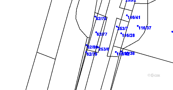 Parcela st. 62/80 v KÚ Domoslavice, Katastrální mapa
