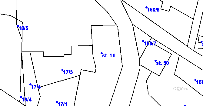 Parcela st. 11 v KÚ Sylvárův Újezd, Katastrální mapa