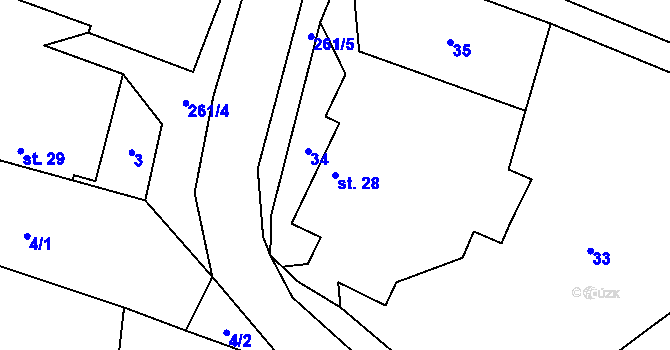 Parcela st. 28 v KÚ Sylvárův Újezd, Katastrální mapa
