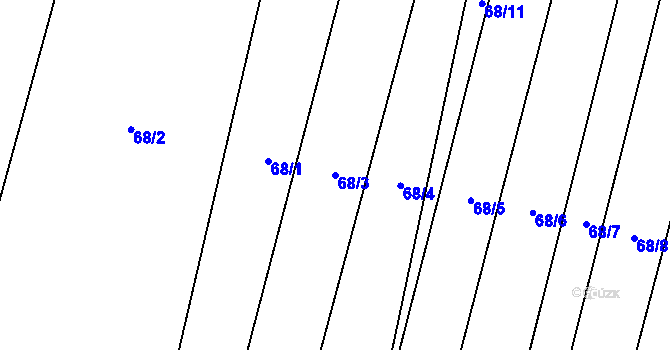 Parcela st. 68/3 v KÚ Sylvárův Újezd, Katastrální mapa