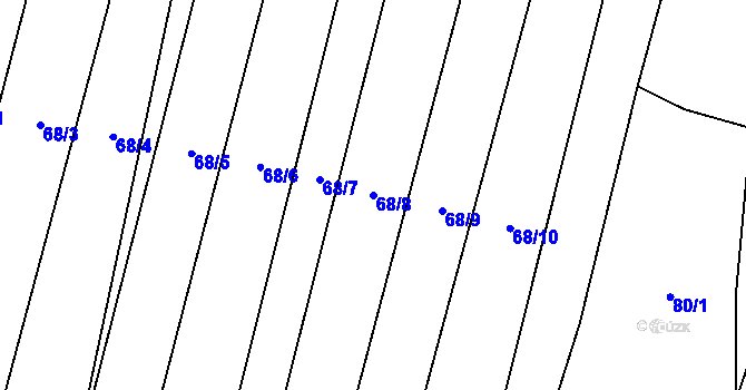 Parcela st. 68/8 v KÚ Sylvárův Újezd, Katastrální mapa