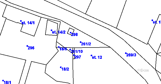 Parcela st. 261/2 v KÚ Sylvárův Újezd, Katastrální mapa