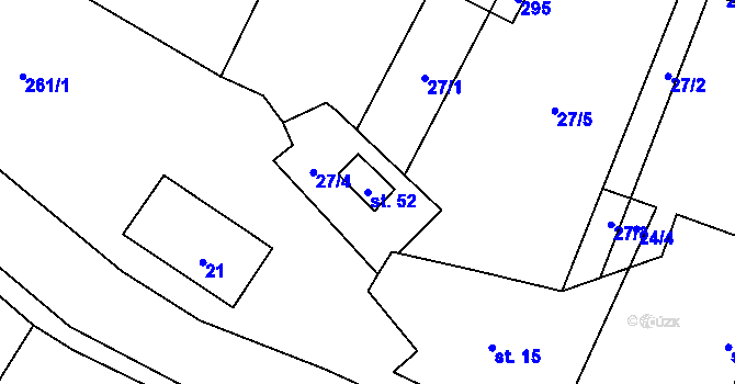 Parcela st. 52 v KÚ Sylvárův Újezd, Katastrální mapa