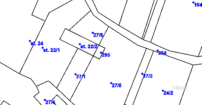 Parcela st. 295 v KÚ Sylvárův Újezd, Katastrální mapa