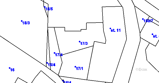 Parcela st. 17/3 v KÚ Sylvárův Újezd, Katastrální mapa