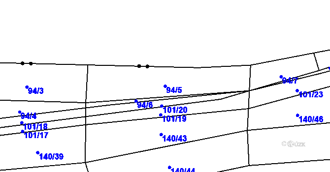 Parcela st. 94/5 v KÚ Sylvárův Újezd, Katastrální mapa