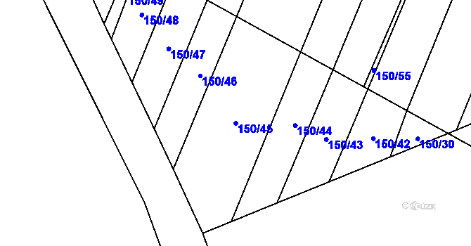 Parcela st. 150/45 v KÚ Sylvárův Újezd, Katastrální mapa