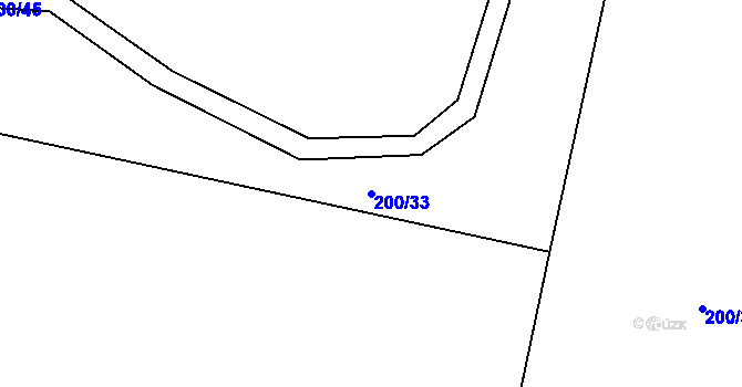 Parcela st. 200/33 v KÚ Sylvárův Újezd, Katastrální mapa