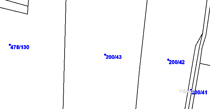Parcela st. 200/43 v KÚ Sylvárův Újezd, Katastrální mapa