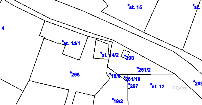 Parcela st. 14/2 v KÚ Sylvárův Újezd, Katastrální mapa
