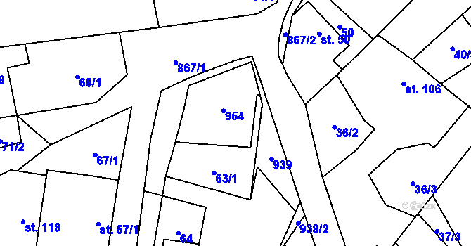 Parcela st. 49 v KÚ Domousnice, Katastrální mapa