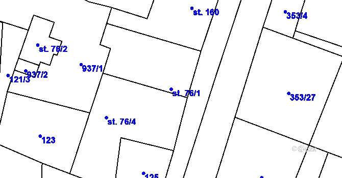 Parcela st. 76/1 v KÚ Domousnice, Katastrální mapa
