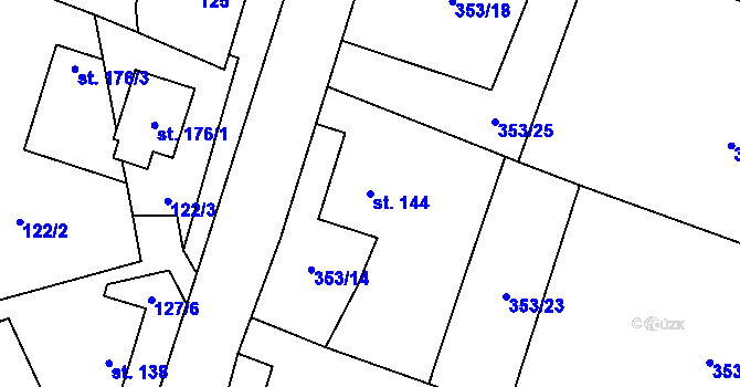 Parcela st. 144 v KÚ Domousnice, Katastrální mapa