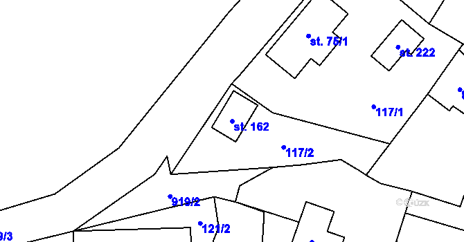 Parcela st. 162 v KÚ Domousnice, Katastrální mapa