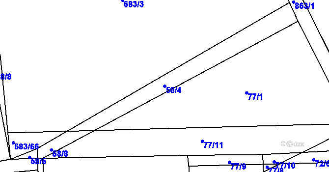 Parcela st. 58/4 v KÚ Domousnice, Katastrální mapa