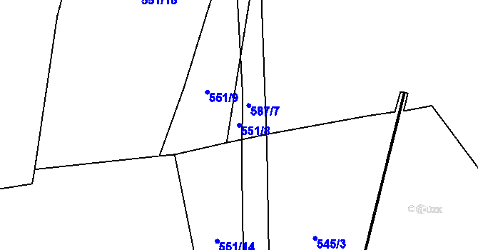 Parcela st. 551/8 v KÚ Domousnice, Katastrální mapa