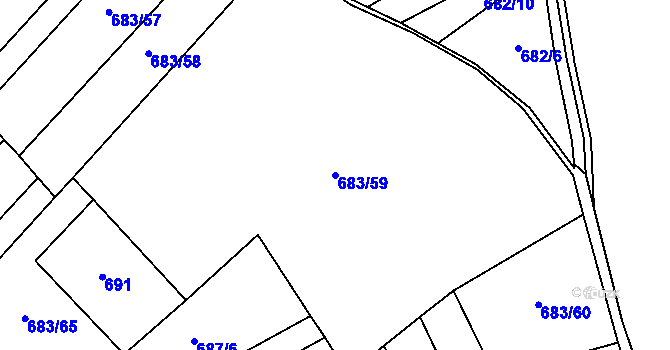 Parcela st. 683/59 v KÚ Domousnice, Katastrální mapa