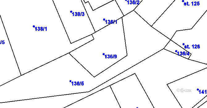 Parcela st. 136/9 v KÚ Domoušice, Katastrální mapa