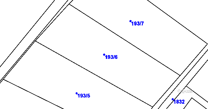 Parcela st. 193/6 v KÚ Domoušice, Katastrální mapa