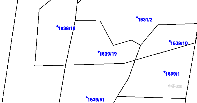 Parcela st. 1639/19 v KÚ Domoušice, Katastrální mapa