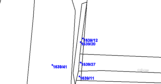 Parcela st. 1639/20 v KÚ Domoušice, Katastrální mapa