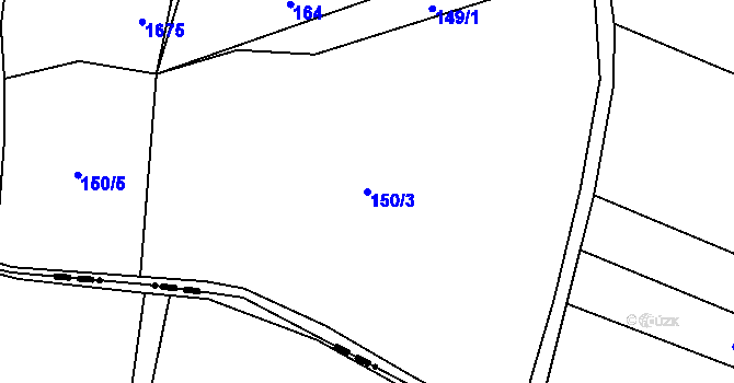 Parcela st. 150/3 v KÚ Domoušice, Katastrální mapa
